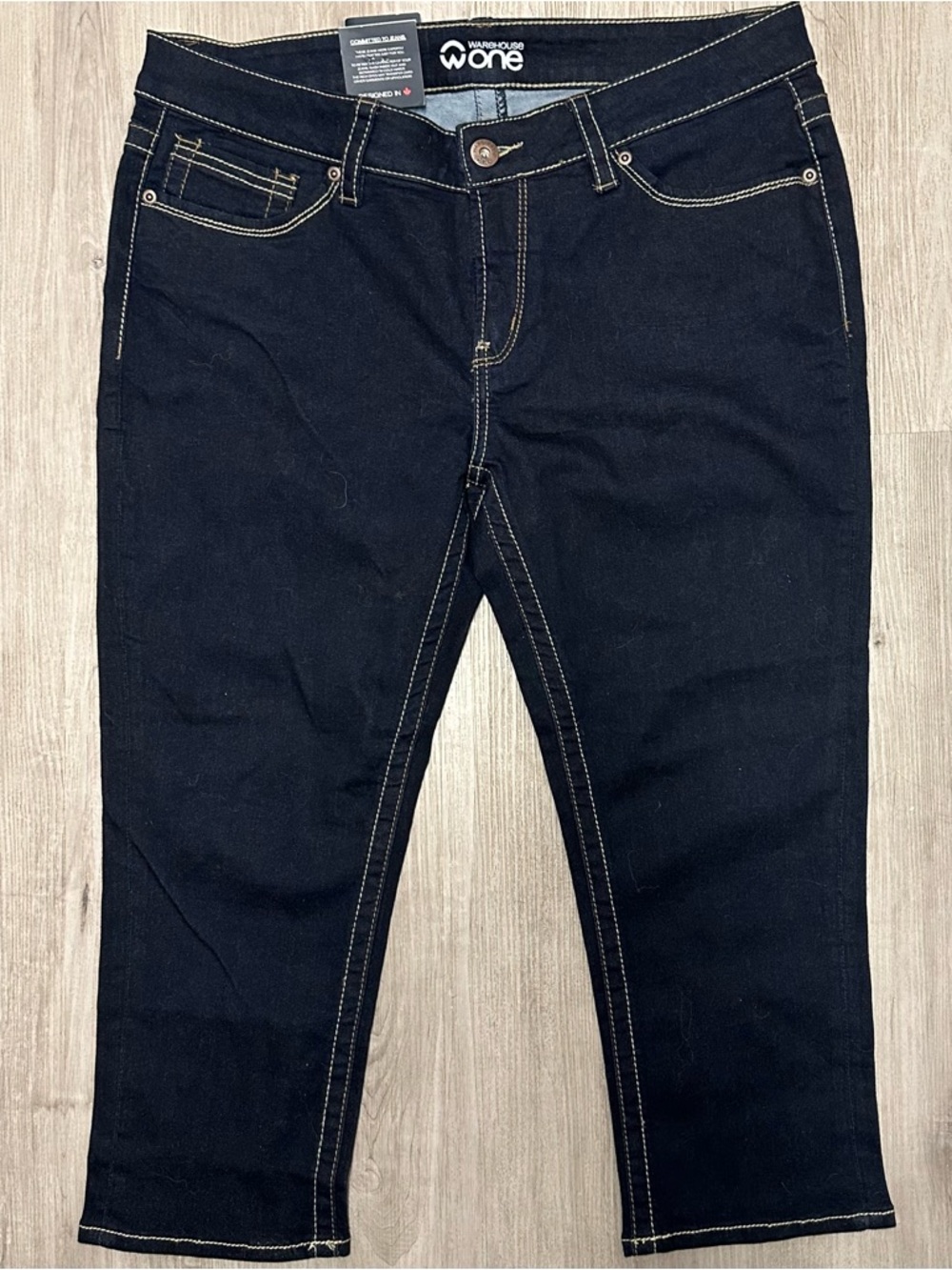 Warehouse One Dark Blue Skinny Stretch Capri Jeans 14